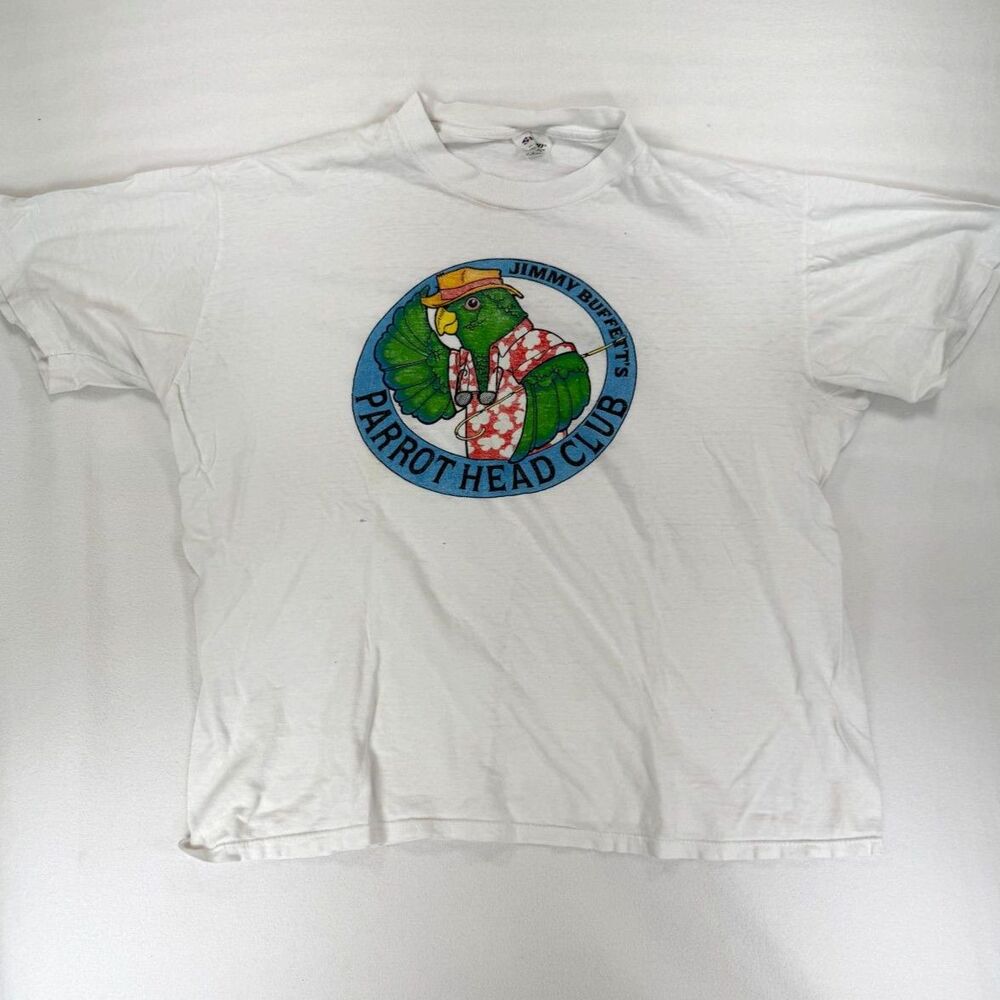 Vintage Jimmy Buffet Parrot Head Club Single Stitch White Shirt Sz XL USA